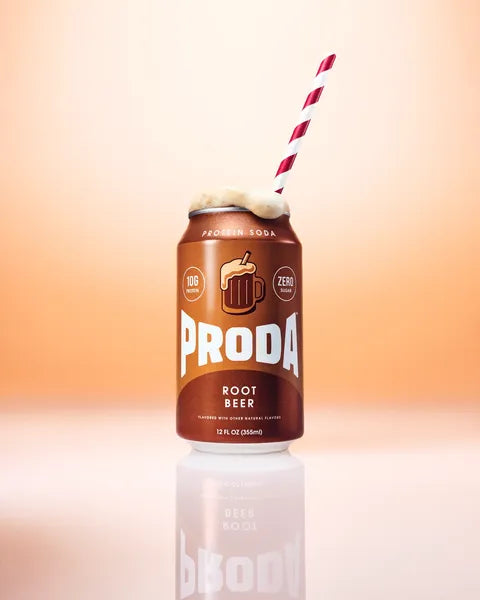 PRODA Root Beer can with its fruit