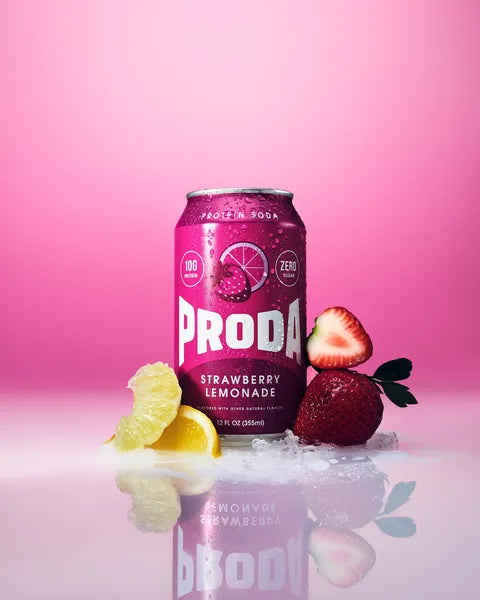 PRODA Strawberry Lemonade can with its fruit