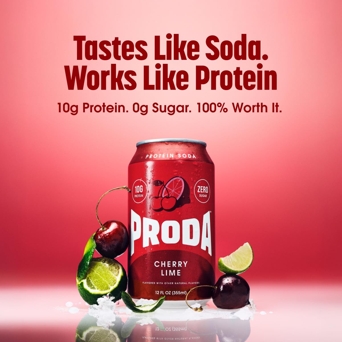 Cherry Lime PRODA protein soda flavor card