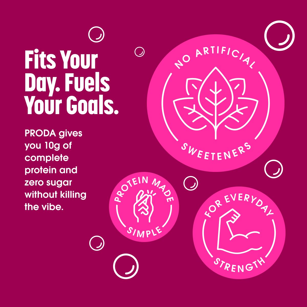 PRODA protein soda fits your day and fuels your goals