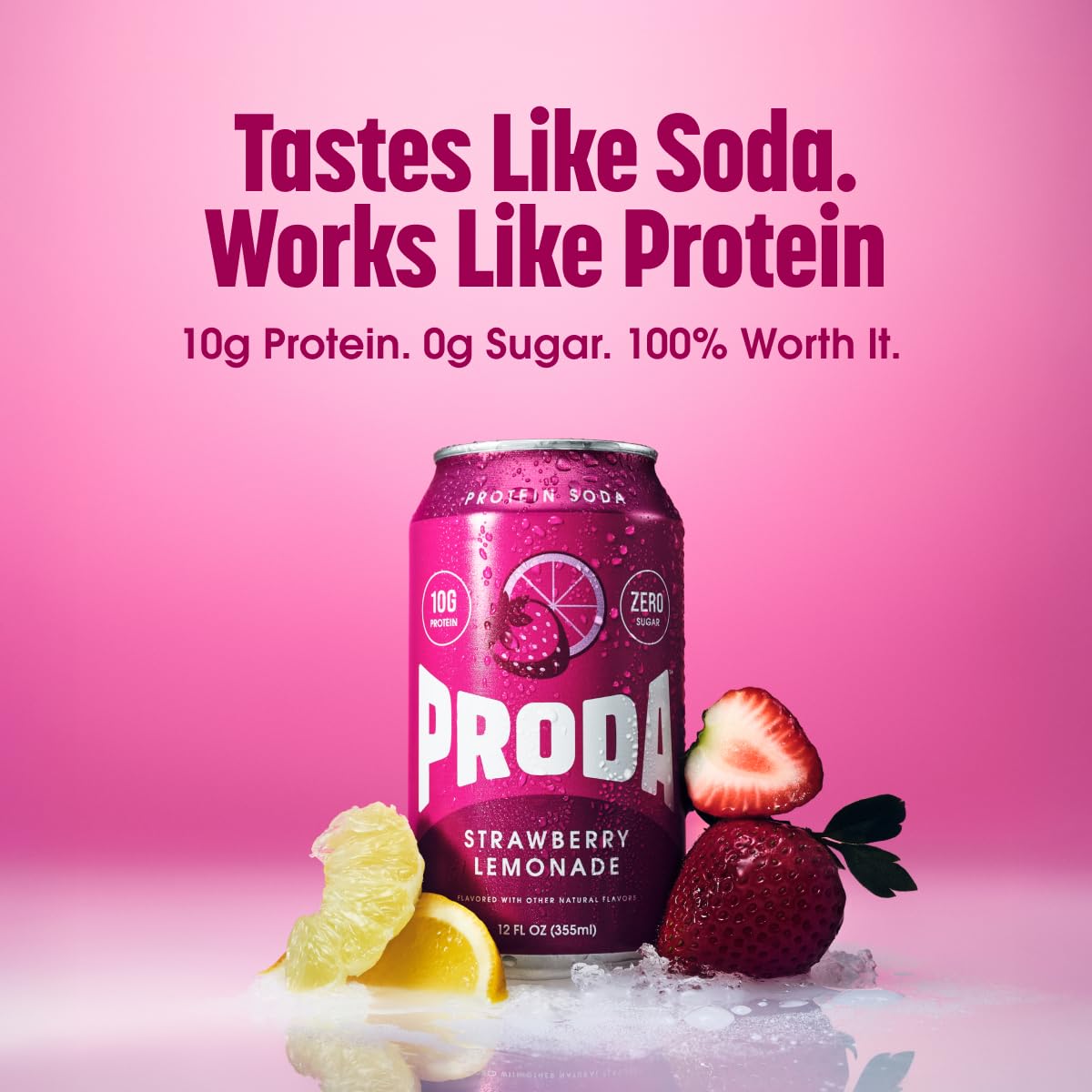 Strawberry Lemonade PRODA protein soda flavor card
