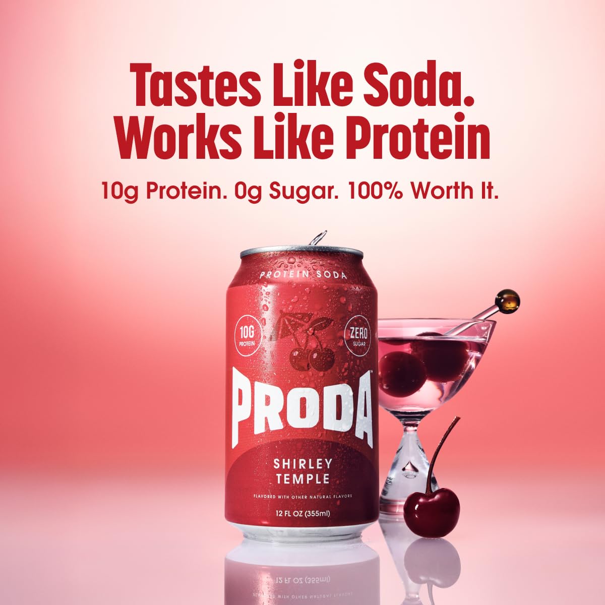 Shirley Temple PRODA protein soda flavor card