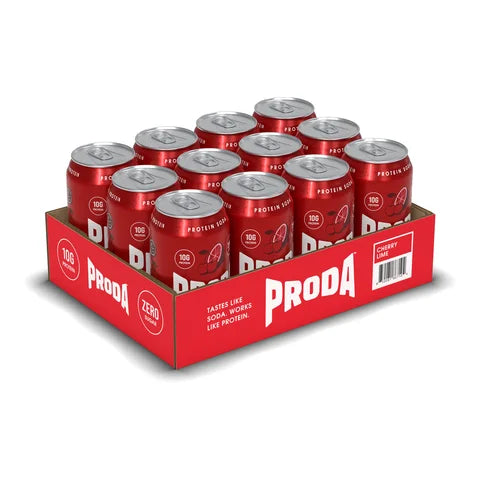A 12-can case of PRODA Cherry Lime