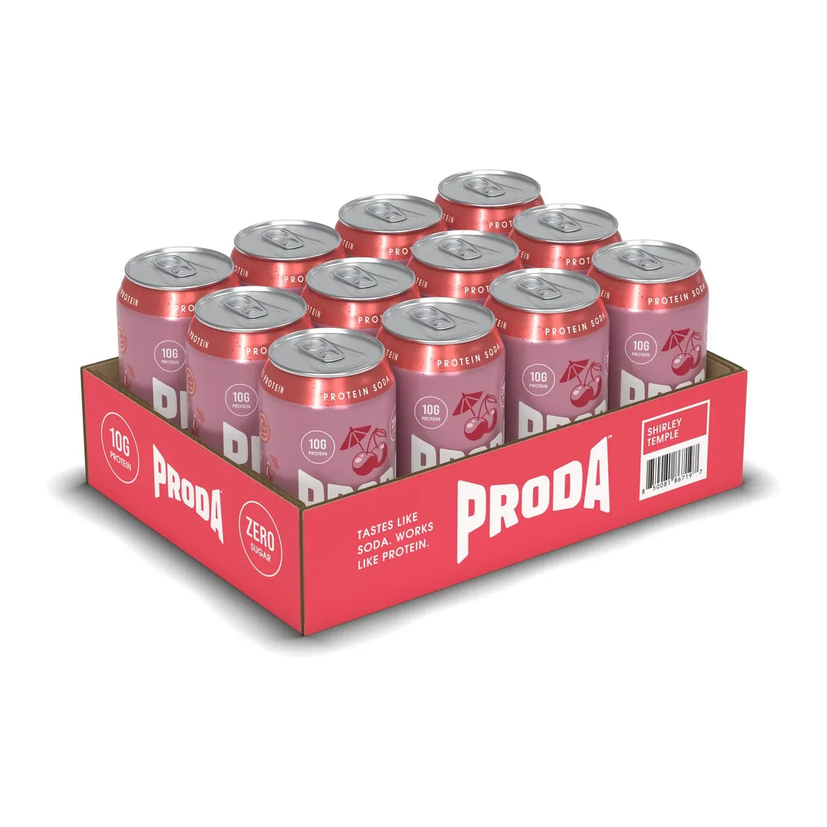 A case of PRODA Shirley Temple: twelve cans in the tray